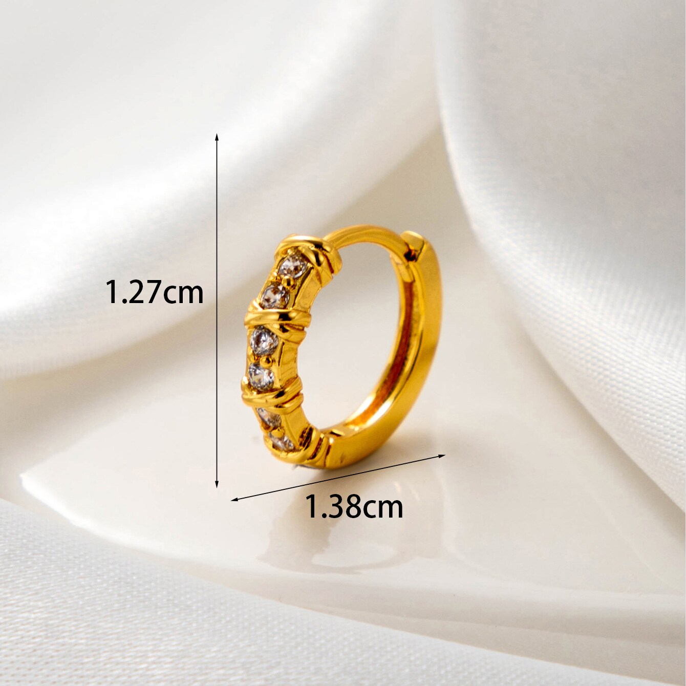 1 pezzo semplice serie rame 18K placcato oro materiale zircone orecchini a cerchio da donna h5 